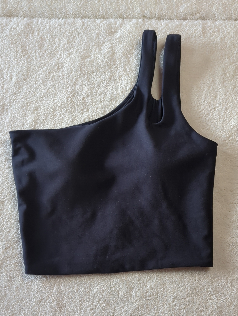 Women’s Black One-Shoulder Crop Tank Top